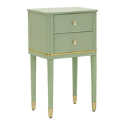 Comodino Camille in legno verde salvia con dettagli oro