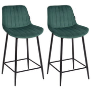 Set di 2 sedie da bar in velluto verde smeraldo gambe in acciaio nero senza braccioli set da pranzo salotto soggiorno moderno