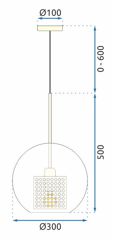 Lampada Pensile Di Vetro Oro Loft APP556-1CP 30cm