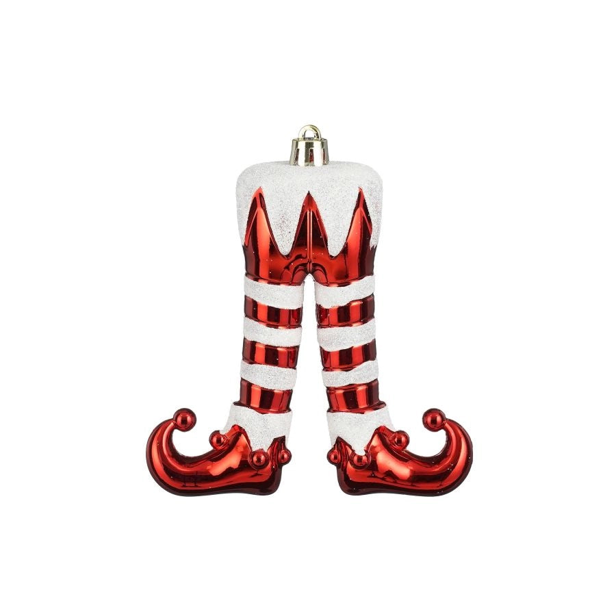 DECORAZIONE NATALIZIA GAMBE DI ELFO ROSSE 11X3,5X13CM EDELMAN