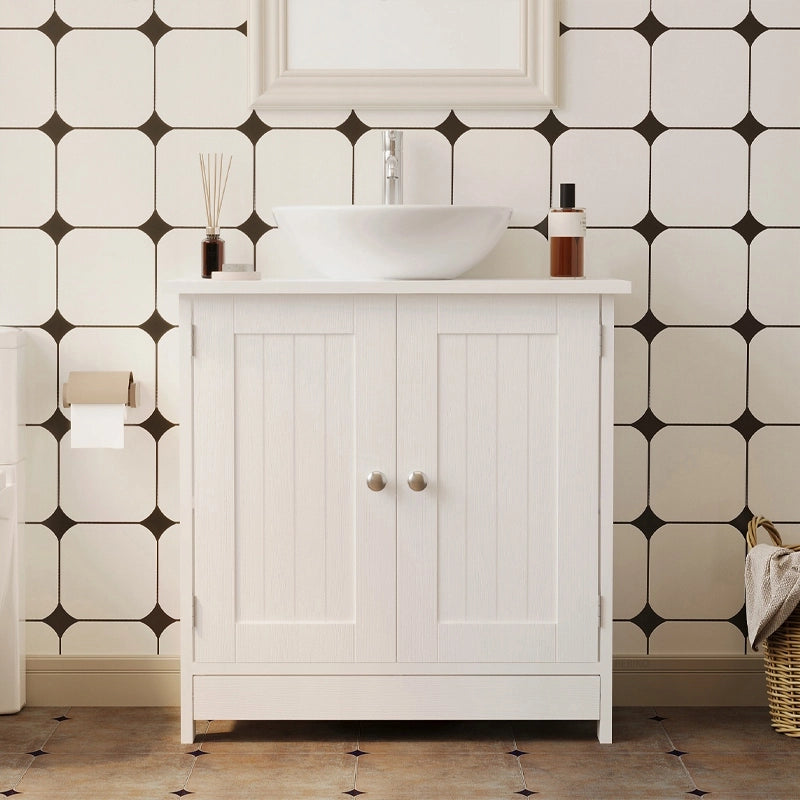 Mobiletto da bagno bianco con ante