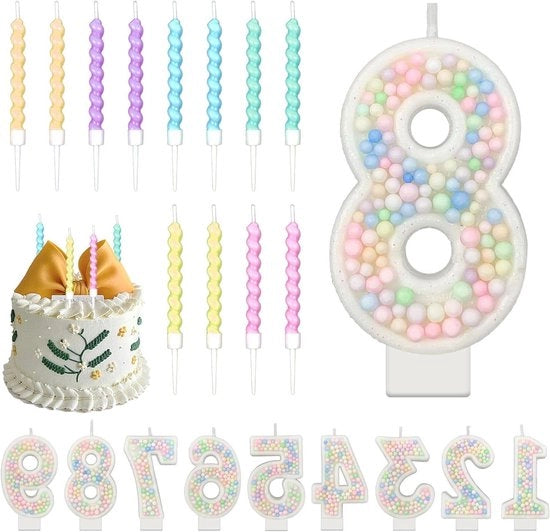 Decorazioni per Torte con Numeri Pastello e 12 Candelabri a Spirale - Tema di Compleanno Donna - 8ª Edizione