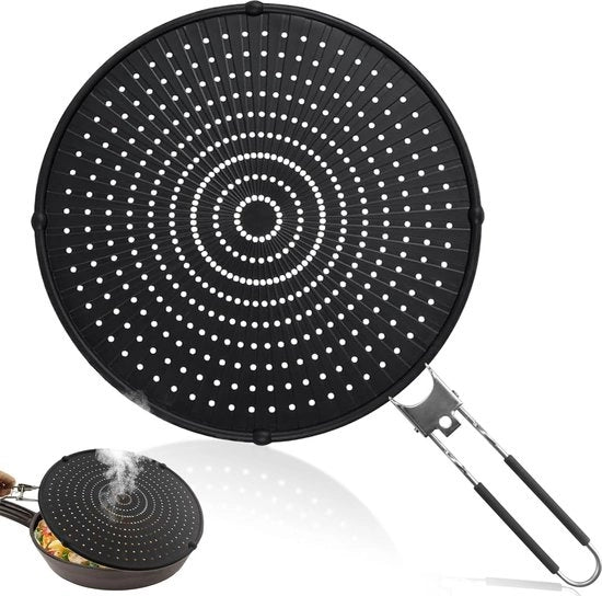 Protezione per padelle in silicone, protezione per padelle, universale, protezione multifunzionale per padelle, per padelle, accessori per la cucina, accessori per la cottura (nero)