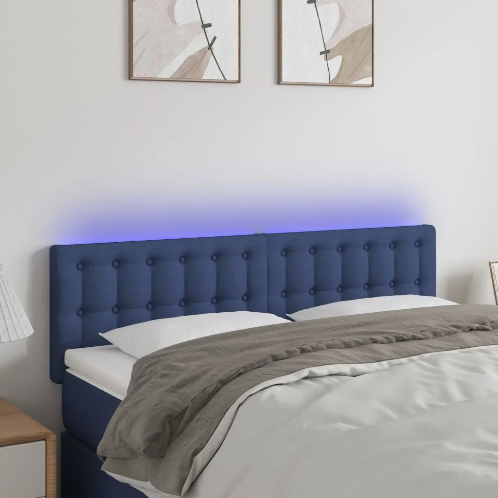 Testiera a LED Blu 144x5x78/88 cm in Tessuto 3122050