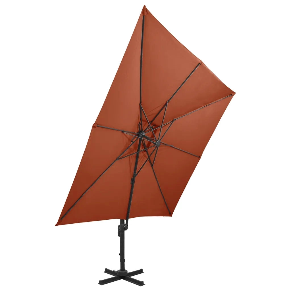 Ombrellone a Sbalzo con Doppia Copertura-Ombrello da giardino 300x300 cm Terracotta