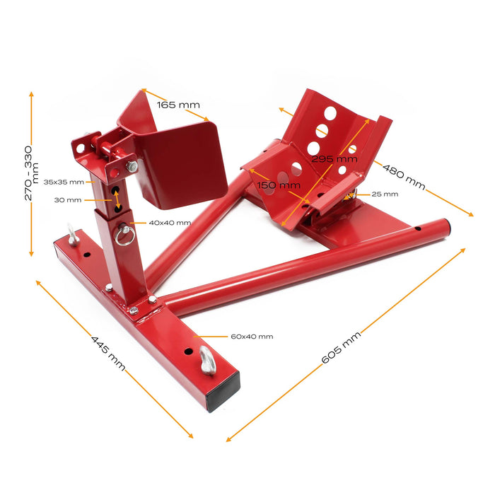 Cavalletto alzamoto per ruota anteriore, pneumatici da 13-17 pollici con larghezza 90 -130 mm