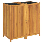 Fioriera | Cassetta per fiori | Vaso Giardino con Rivestimento 100x50x100cm Massello Acacia