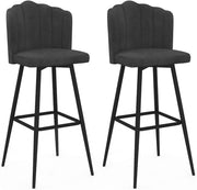 Set di 2 sgabelli a conchiglia ADELLA in velluto grigio antracite con gambe nere