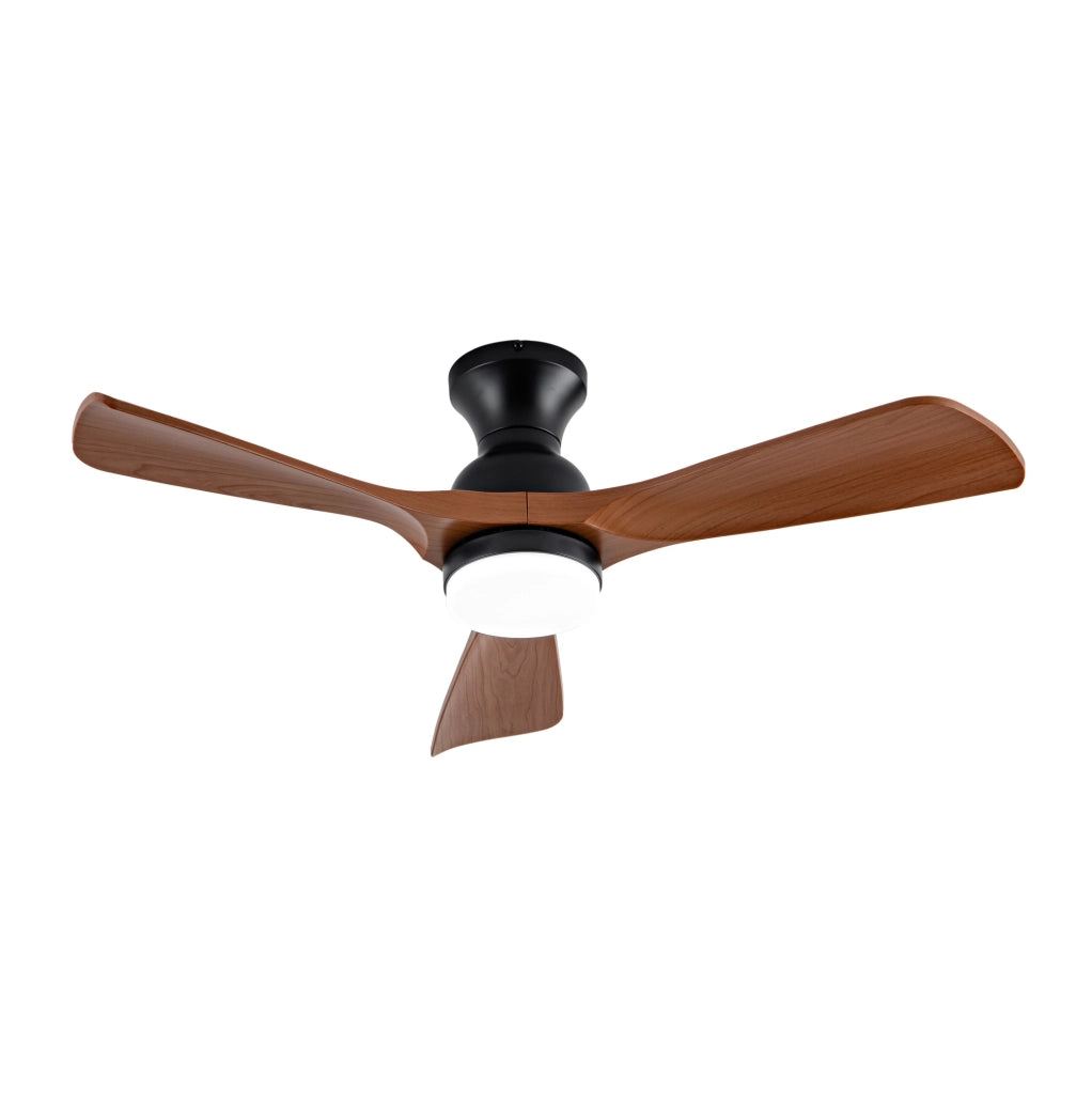Ventilatore a soffitto 42" con luce LED, 3 pale ABS, 3CCT, motore DC, noce e nero