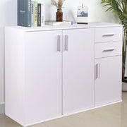 Mobile Cassettiera Moderna 3 Porte 2 Cassetti Design Minimal Bianco 120cm