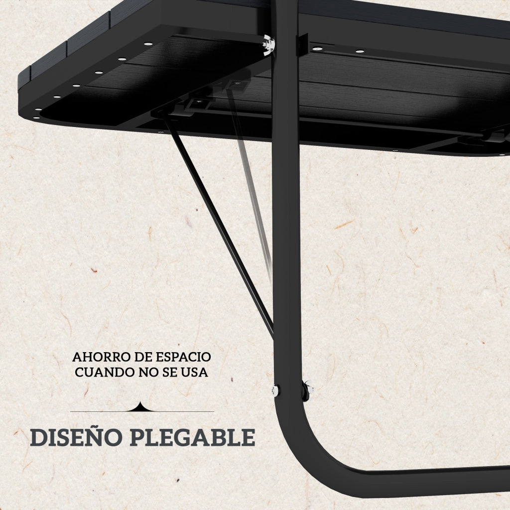 Tavolo pieghevole per balcone ¨C Zephmum ¨C Nero, alluminio, 60x40x55-64 cm