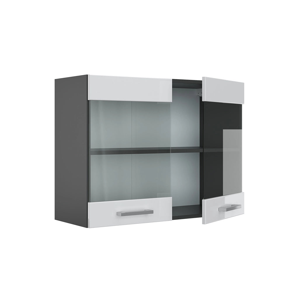 Vicco Mobile da cucina in vetro Bianco lucido 80 cm