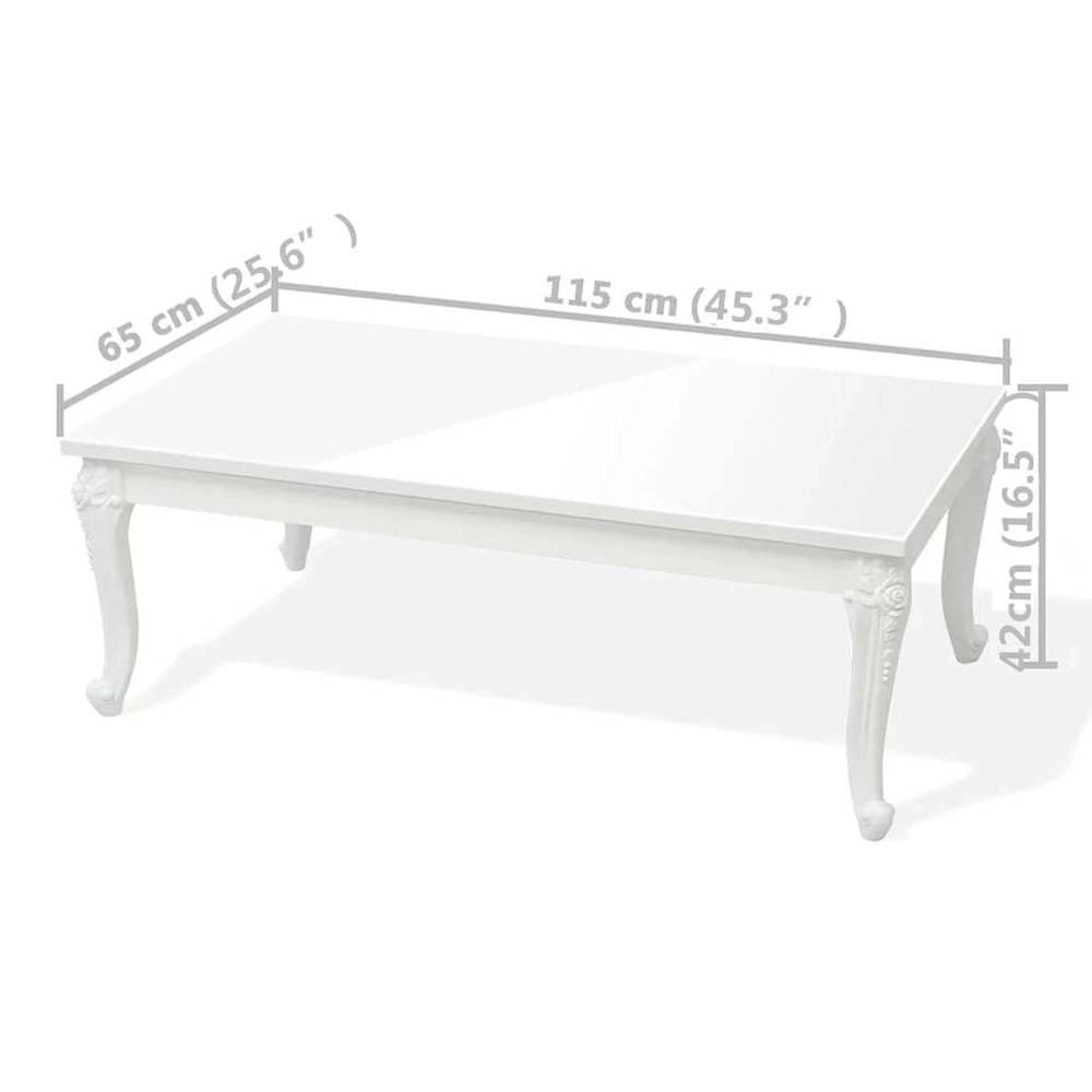 Coffee Table 115x65x42 Cm High-gloss White