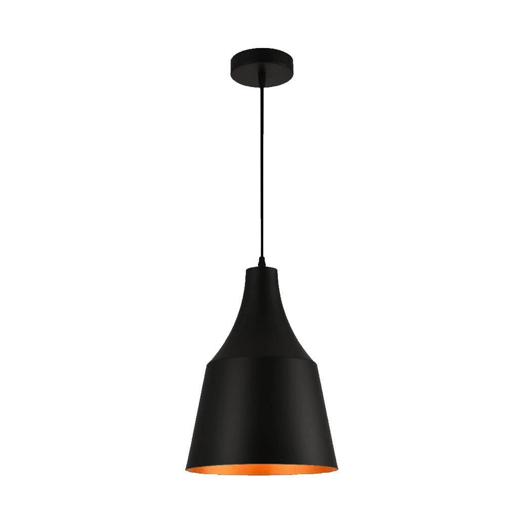 Trade Shop - Lampadario A Sospensione Da Soffitto Moderno Con Paralume A Cupola Con Attacco E27 B46 - Nero