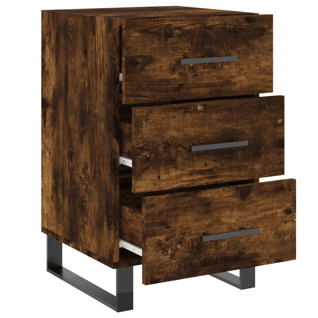Comodino-Tavolino da notte Rovere Fumo 40x40x66 cm in Legno Multistrato 689469