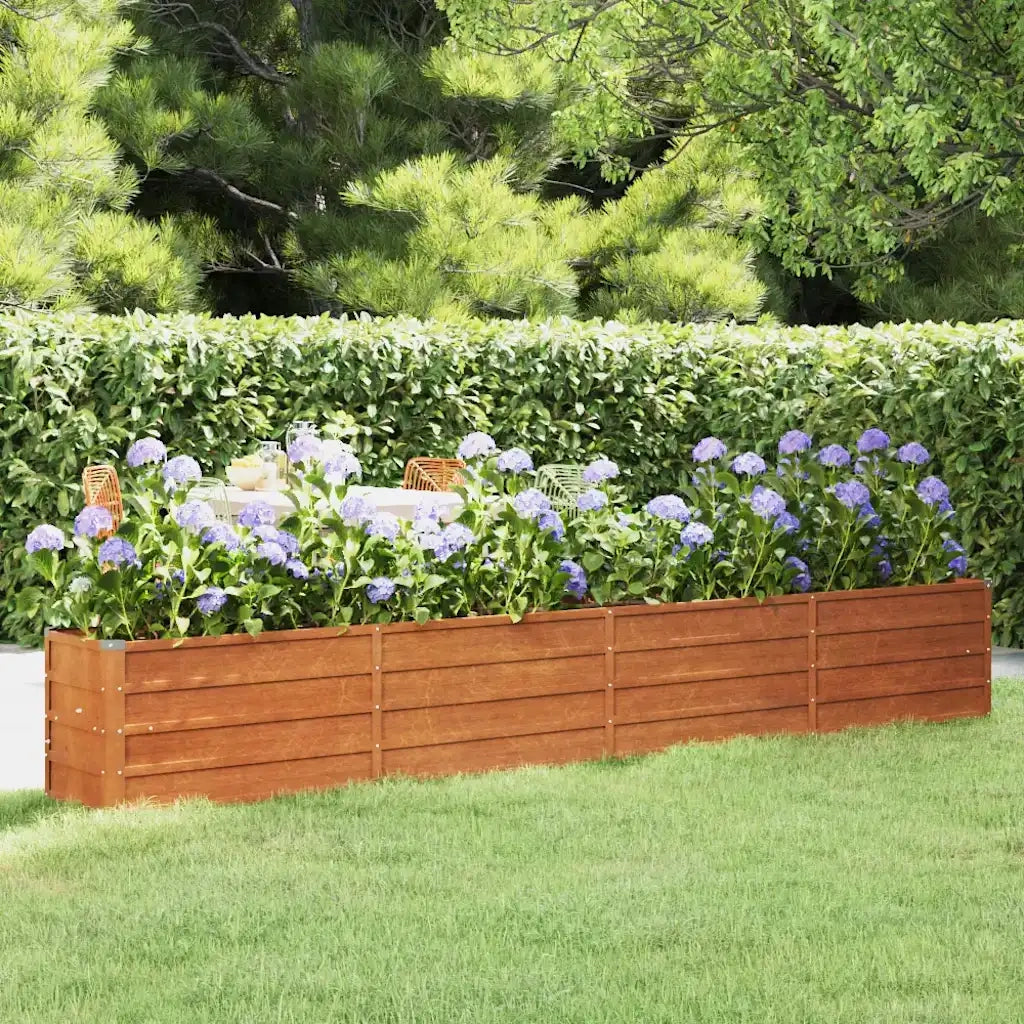 Letto Rialzato da Giardino Ruggine 320x40x45 cm Acciaio Corten 151956