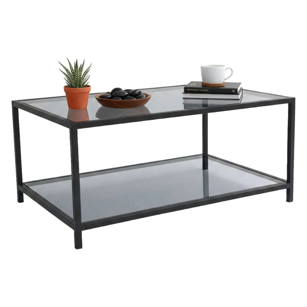 Mina, Tavolino da Salotto Portariviste, 90x60x40h cm Nero