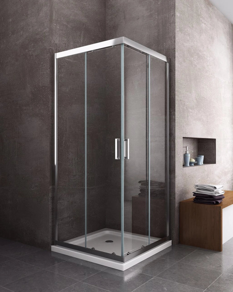 Box doccia 6 mm angolare quadrato profilo cromo reversibile H.190 75x75