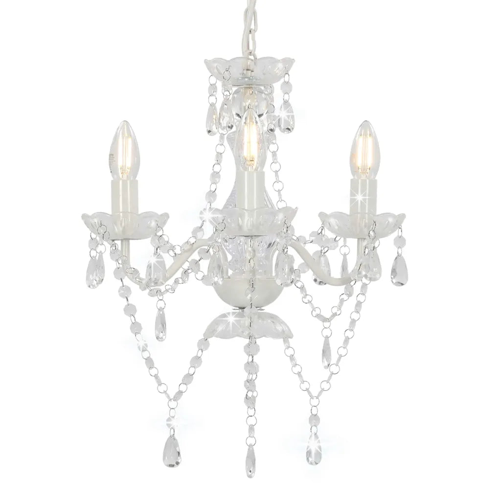 Lampadario con Perline Bianco Tondo 3 E14 281596