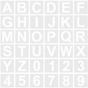 Serie di stencil 36 pezzi - Lettere e cifre riciclabili - Plastica - 5 cm di altezza - Per piatti di legno/ decorazione di torte - Bianco - Stencil di lettere