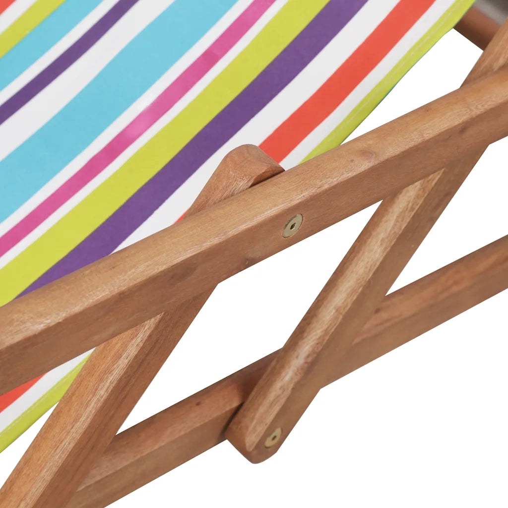 Sdraio da Spiaggia Pieghevole Telaio Legno Tessuto Multicolore CFW3129972