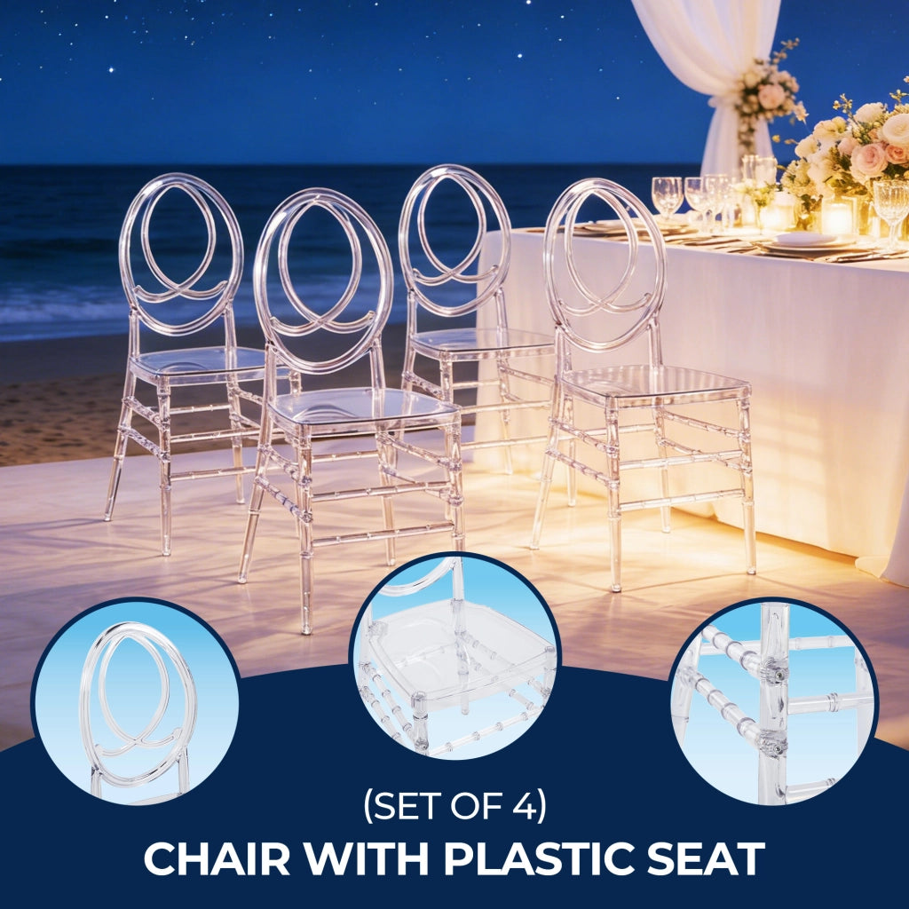 Sedie da Pranzo Set 4 Pezzi con Seduta in Plastica ¨C Xylo ¨C Bianco