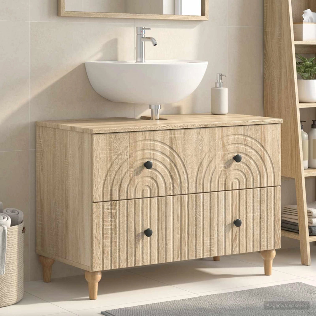 Armadio per Lavabo da Bagno ALKMAAR Rovere Sonoma 896137