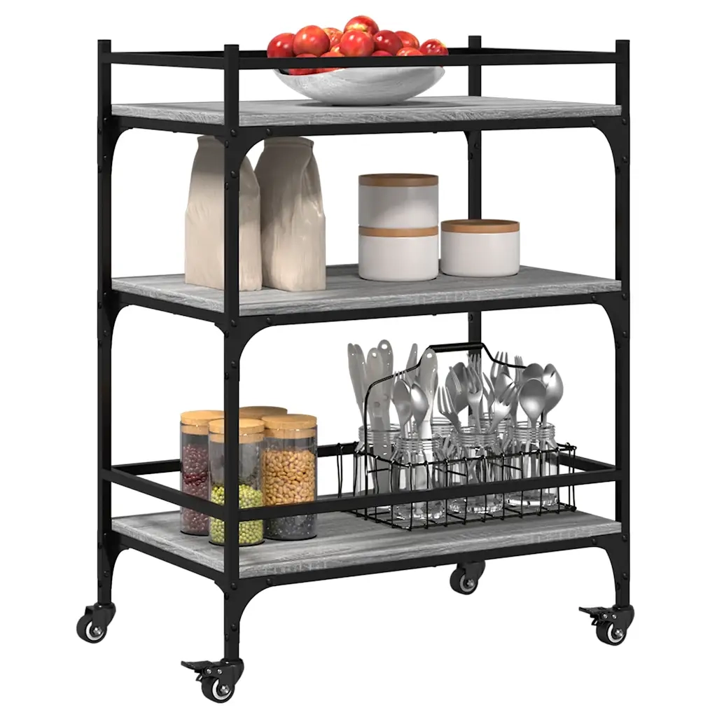 Carrello da Cucina-Scaffale per Cucina Grigio Sonoma 65x40x86,5cm Legno Multistrato