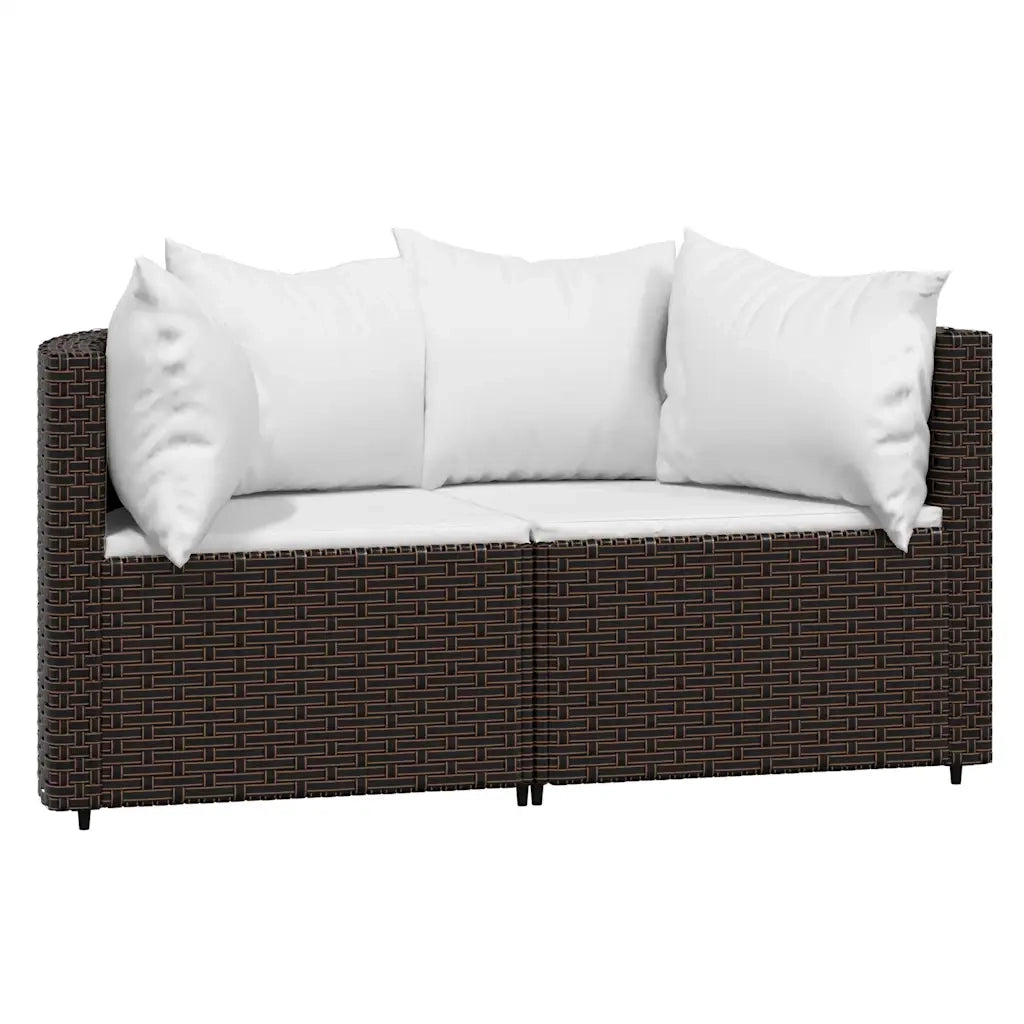 Set Mobili da Giardino 3 pz con Cuscini in Polyrattan Marrone 319759