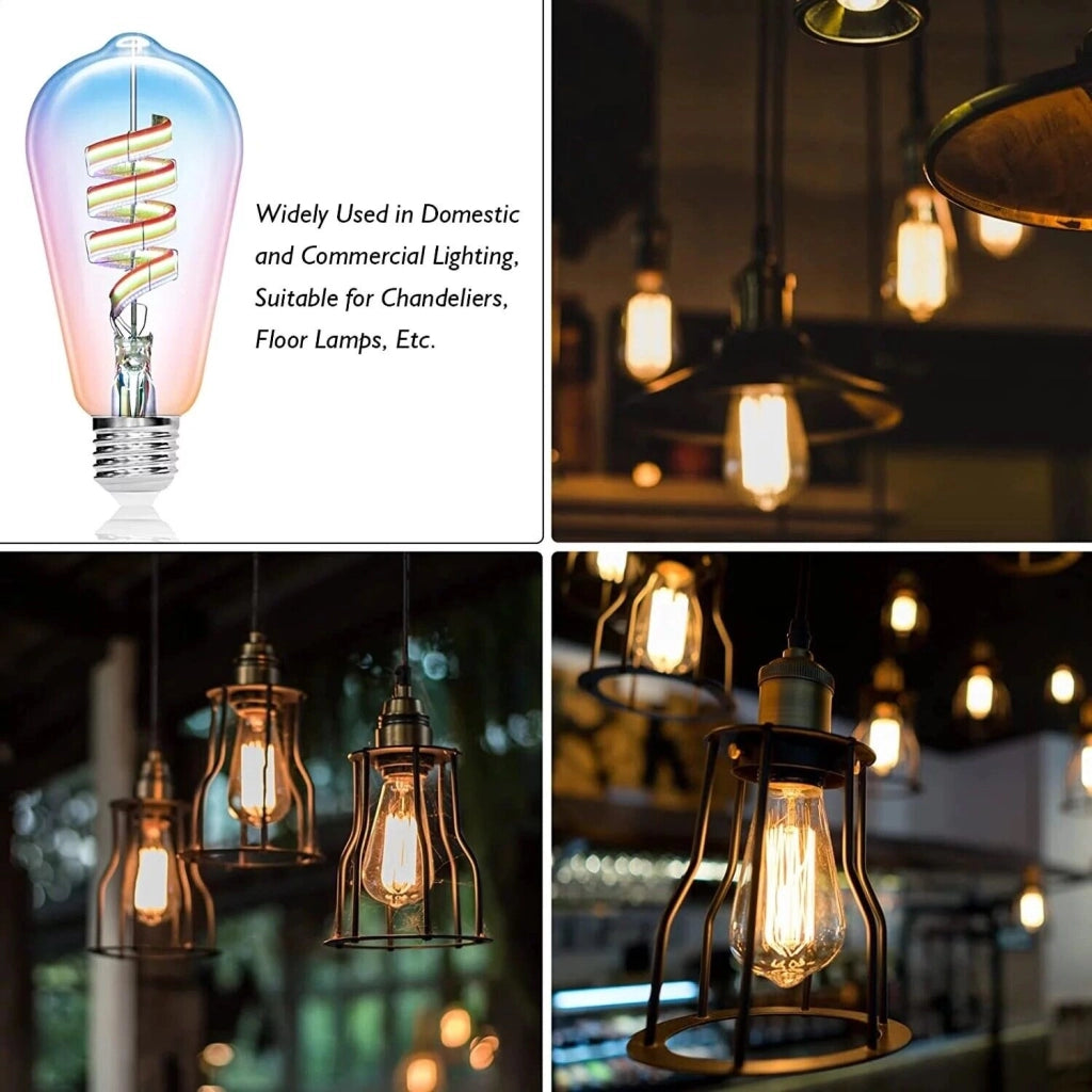 Lampadina Lampada luce Led RGB WIFI Smart E27 App google e Alexa Vintage ST64