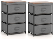 Armadietto a 3 Cassetti, Cassettiera Verticale con Contenitori in Tessuto Pieghevoli e Rimovibili, Comò in Stile Industriale per Camera da Letto, Soggiorno e Ufficio, Nero (Grigio 2)