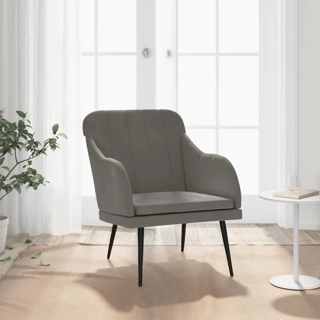Poltrona Grigio Scuro 63x76x80 cm Velluto 351455