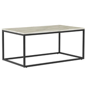 Tavolino Gambe in Metallo Effetto Marmo Nero 100 x 60 cm Rettangolare Industrial Glam
