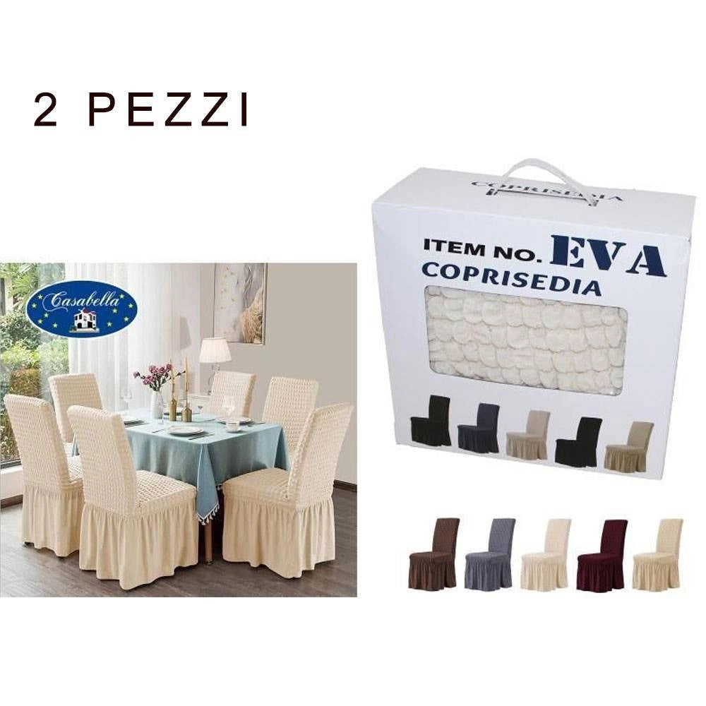 Trade Shop - Set 2 Pezzi Coprisedia Volant Spalliera Elasticizzati Eva Vari Colori Copertura -