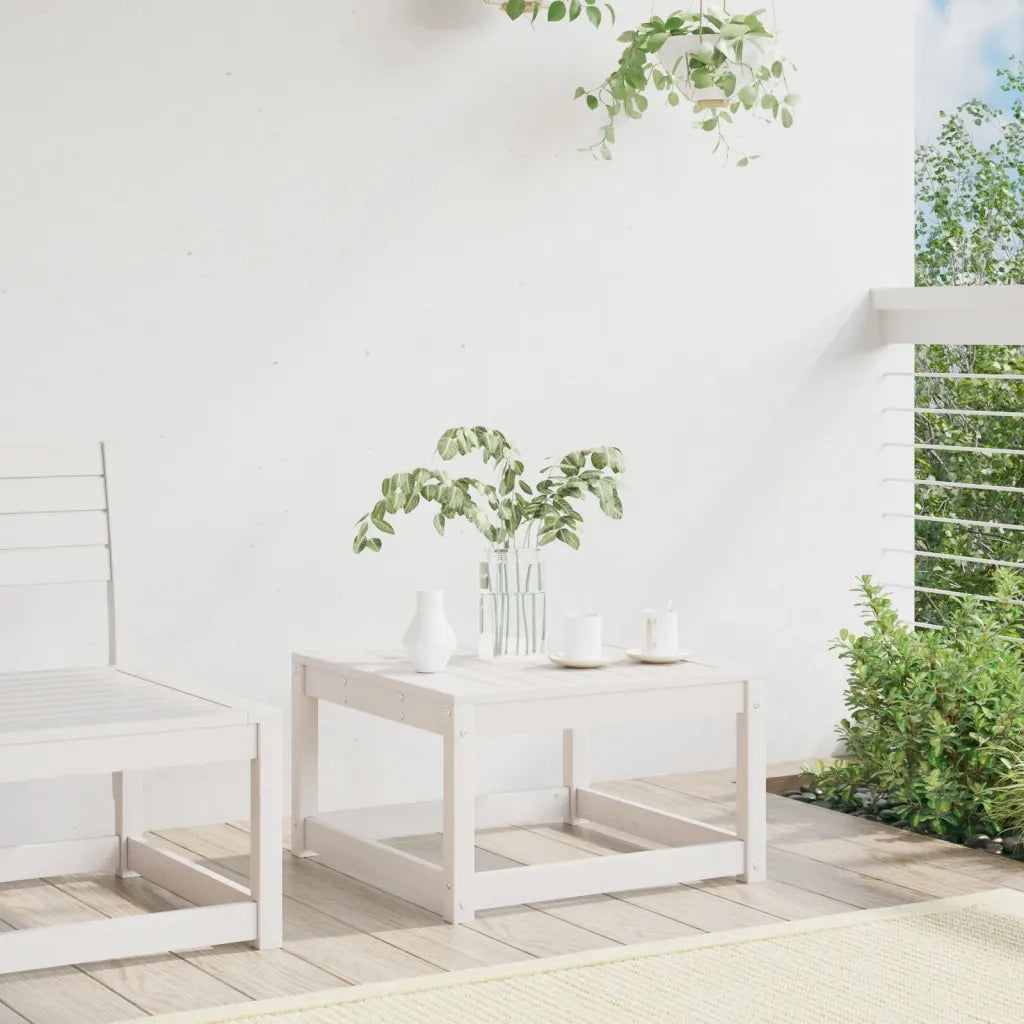Poggiapiedi da Giardino Bianco in Legno Massello di Pinocod mxl 113743