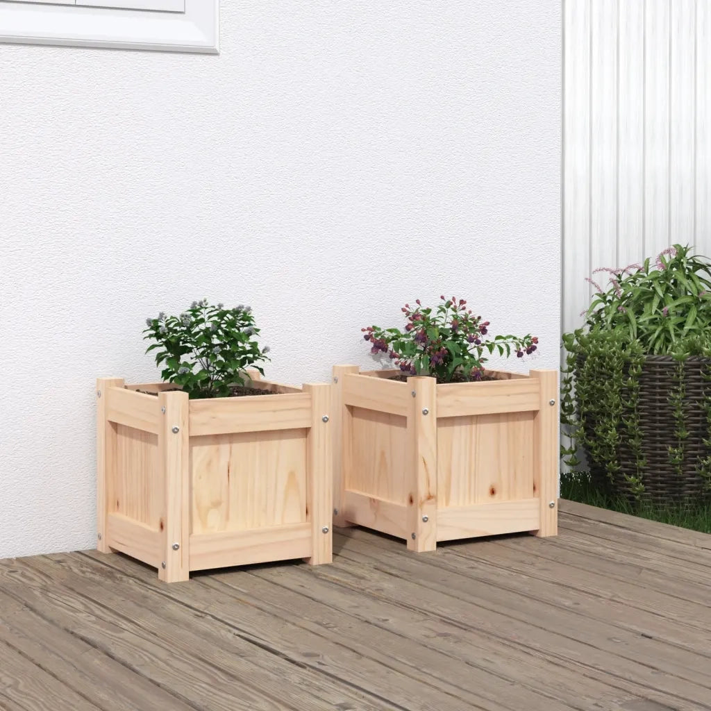 2 pz Fioriere | Cassetta per fiori | Vaso da Giardino in Legno Massello di Pino