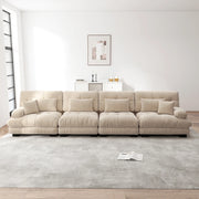 Divano Letto Angolare 4 Posti ¨C MINIMAL ¨C Chenille, Marrone Chiaro