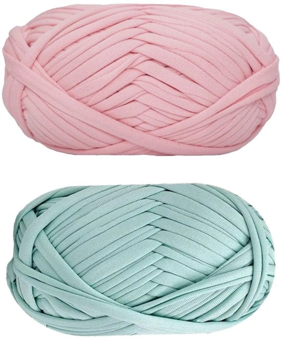 Set di due pezzi di filo a maglia in cotone - Filo per maglia a mano - Filo per intreccio - Filo per maglia - Materiale per artigianato - Leggero, non contrattile
