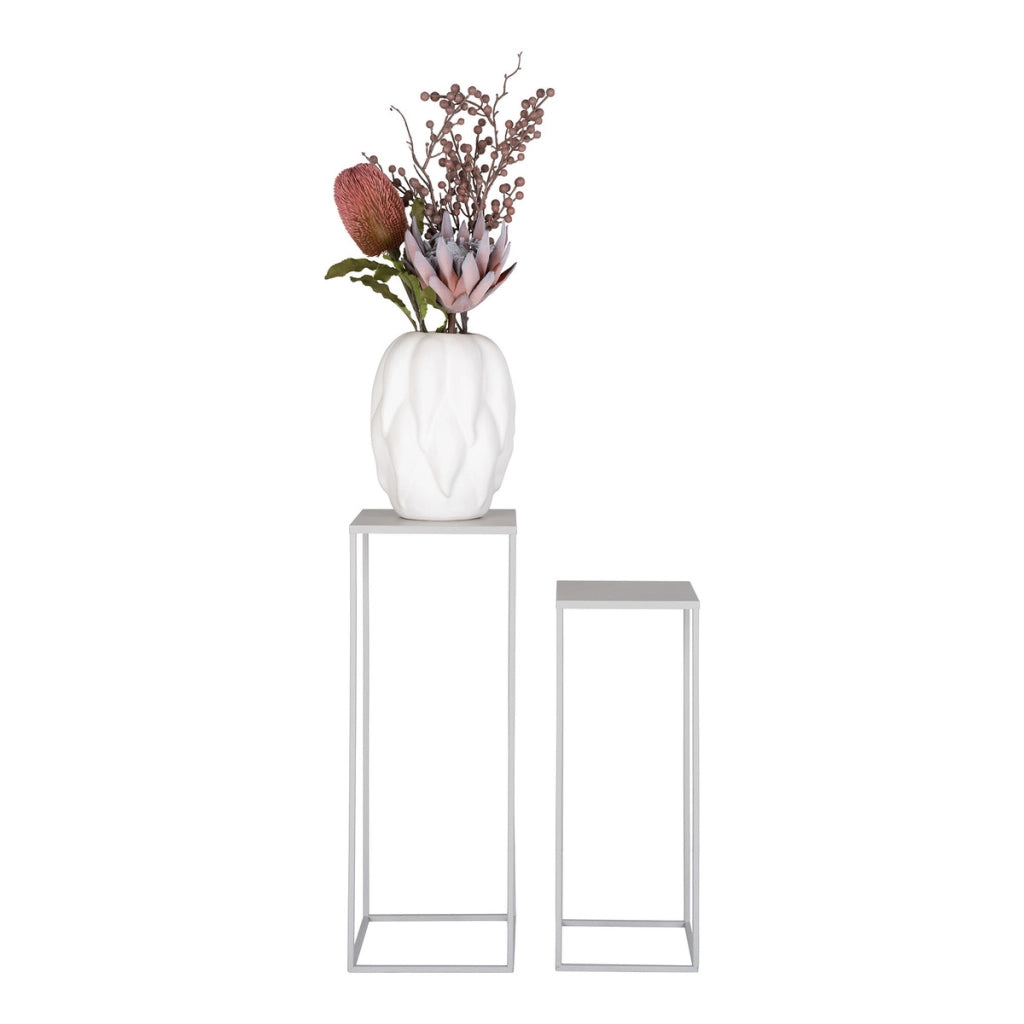 Set di Tavolini Beja, Beige, Metallo, 19x19x50 cm