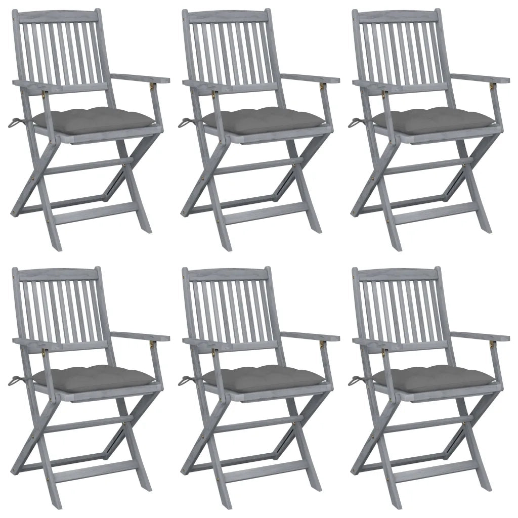 Sedie da Giardino Pieghevoli 6pz con Cuscini in Massello Acacia cod mxl 6482