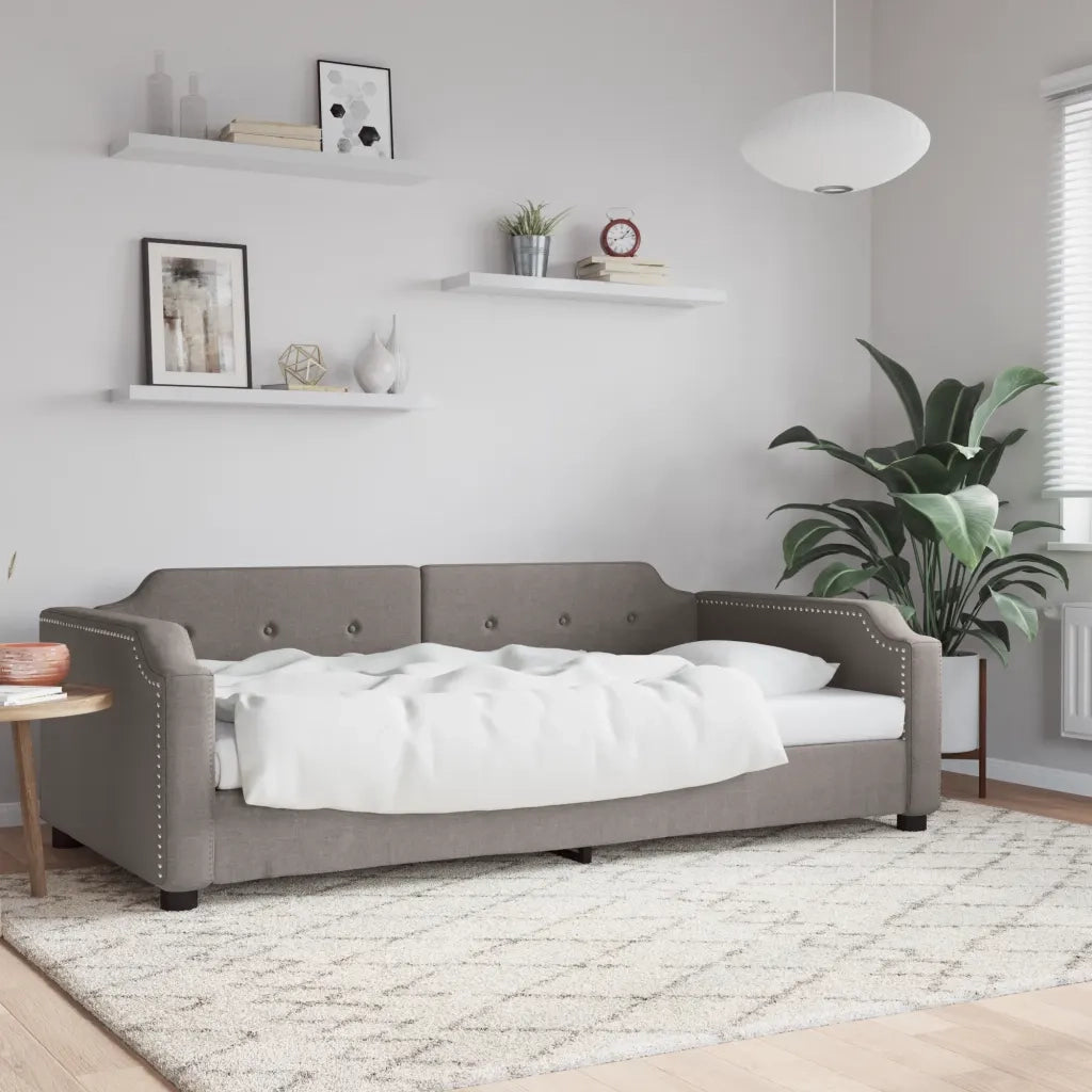 Letto singolo | Letto per adulti | Letto da Giorno Tortora 80x200 cm in Tessuto