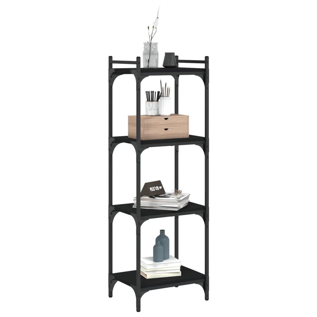 Libreria a 4 Ripiani Nera 40x30x120 cm in Legno Multistrato