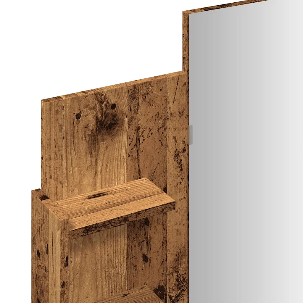 Toeletta con Specchio-Tavolo da Vanit¨¤ Legno Antico 96x39x142 cm