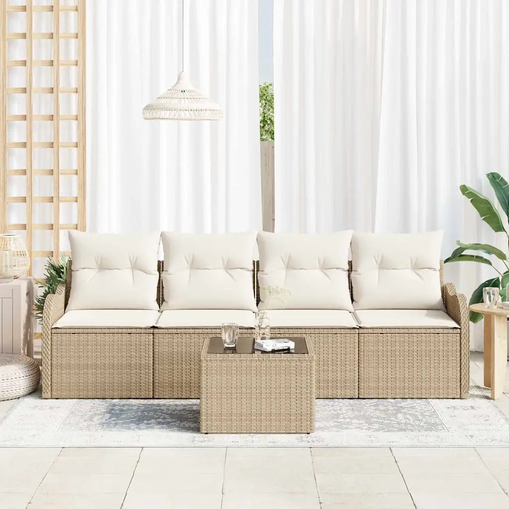 Set Divano da Giardino Beige polyrattan