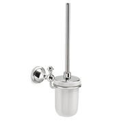 PORTA SCOPINO WC DA PARETE IN ACCIAIO INOX E CERAMICA MODELLO NEVIS - DIM. CM  (LXPXH): 15,5X11,9X40,2 - CROMATO  - GDY