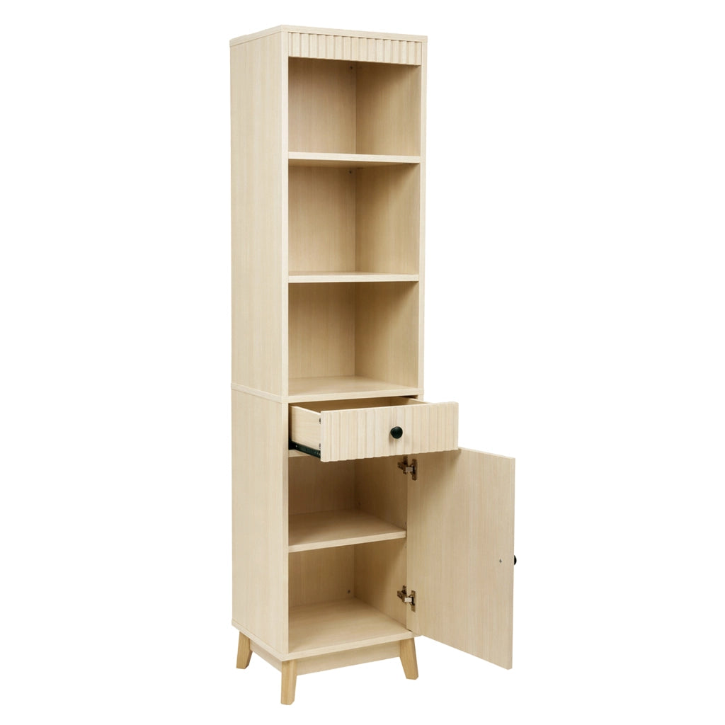 Mobile da bagno con anta reversibile e cassetto - per bagno - MDF - 40×36×172 cm - naturale