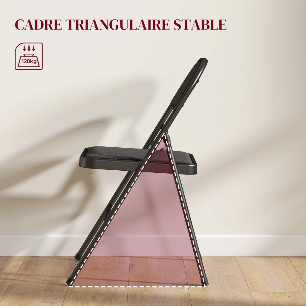 Sedie Pieghevoli da Pranzo ¨C Zephmum ¨C Struttura in Acciaio 45x46x78 cm Nero