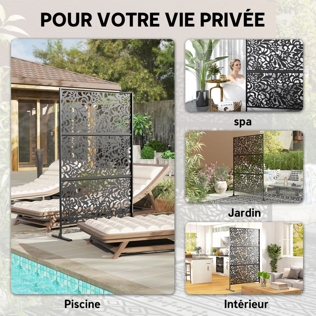 Pannello Decorativo Brise Vue ¨C Minimal ¨C Nero 122x45x198 cm