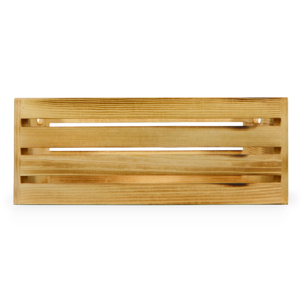 Cassettina Contenitore Portaoggetti in Legno Fiammato con manici cm 39x29x h15