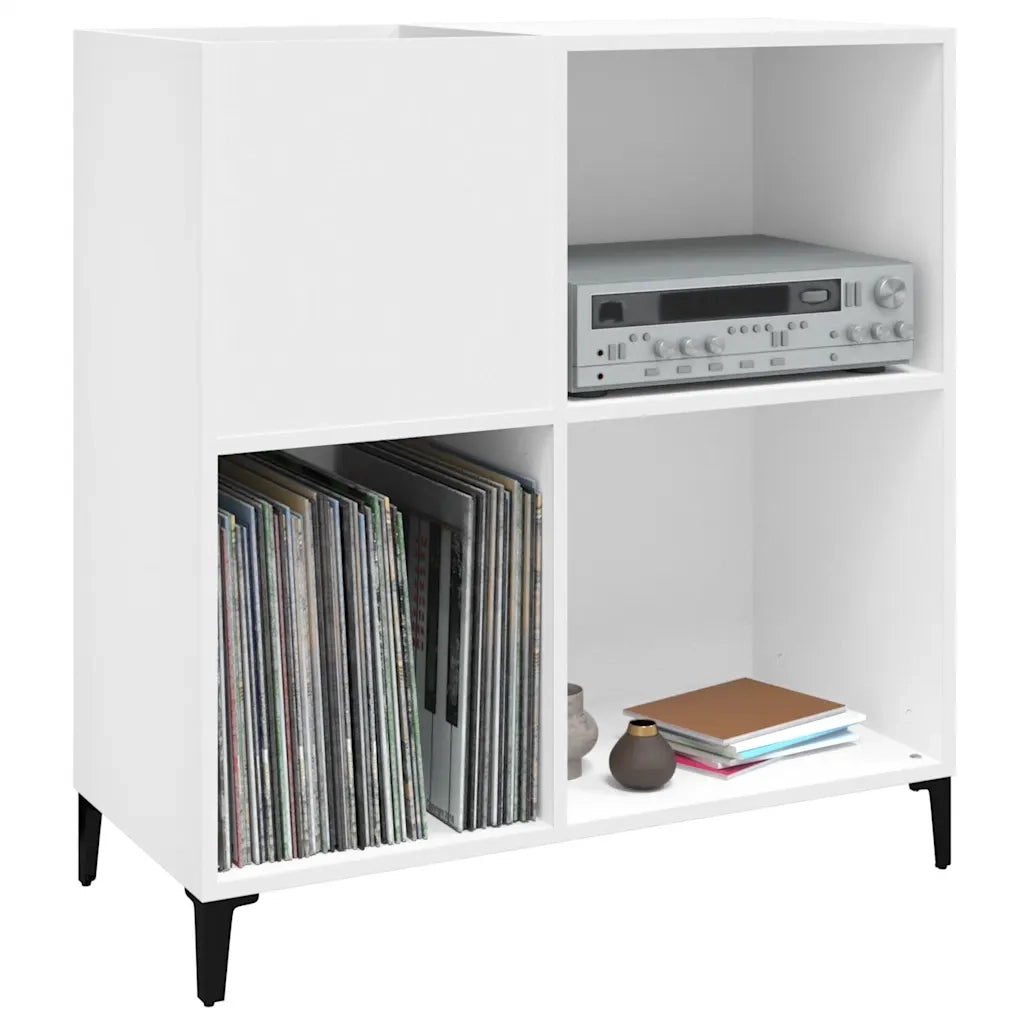 Mobile Porta Dischi Bianco 84,5x38x89 cm in Legno Multistrato 831997